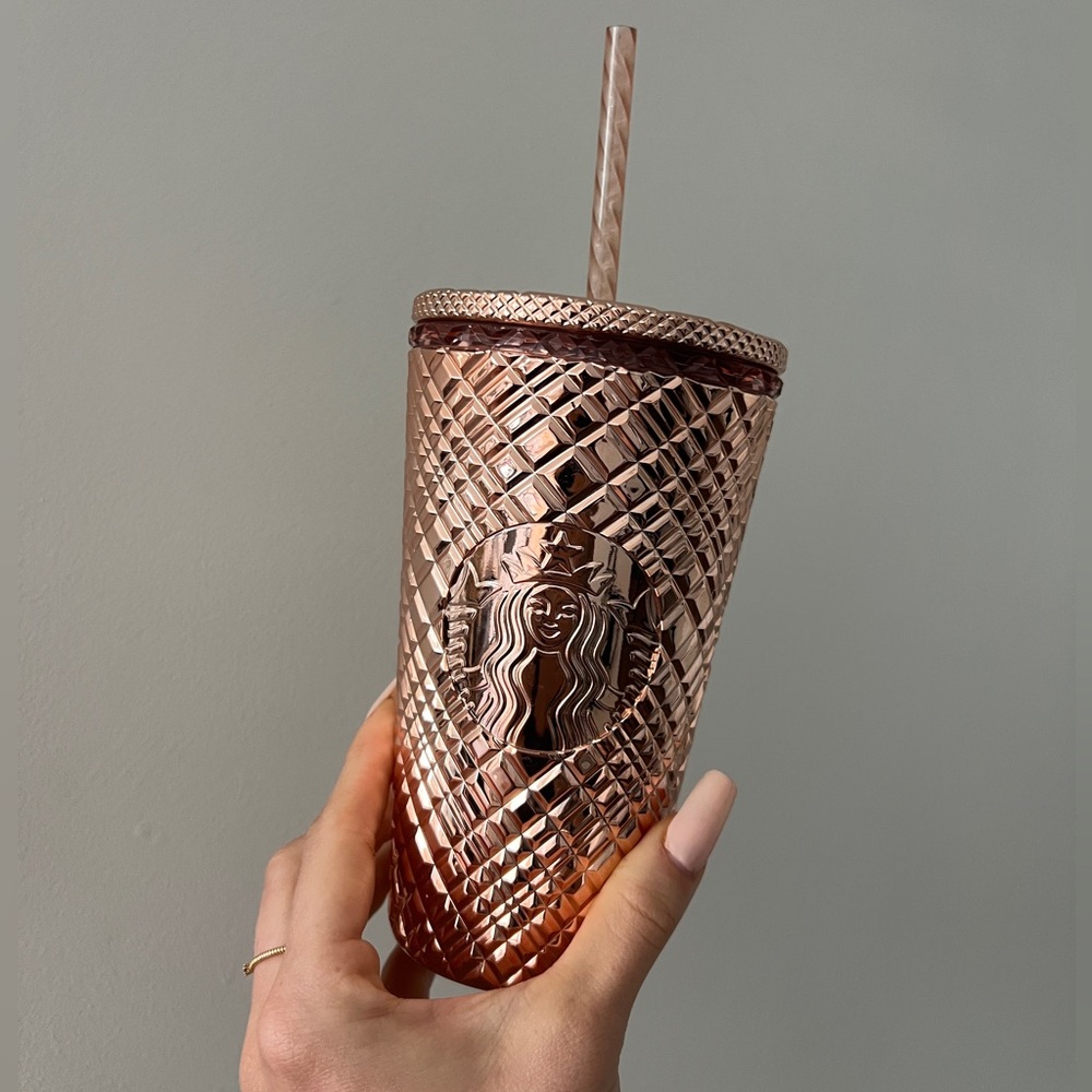 Starbucks metallic rose gold cup